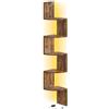 VASAGLE Libreria Angolare con Illuminazione LED, Libreria Angolare a 5 Ripiani, Mensola Sospesa per Camera da Letto, Soggiorno, Bagno, con Pulsante e Telecomando, Marrone Rustico/Bianco Opaco
