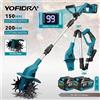 YOFIDRA Coltivatore Elettrico Scarificatore 200MM Pieghevole Rototiller Dissodatore di Terreno Attrezzo da Giardino per Batteria Makita 21V
