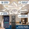 CHEGIT Ventilatore a soffitto floreale intelligente con luce LED dimmerabile, telecomando e controllo APP, timer integrato, pale invisibili silenziose, illuminazione moderna per camera e soggiorno