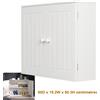 Mobiletto da Bagno Sospeso, Armadietto in Legno, Credenza con Doppia Anta per Medicinali, Montaggio a Parete/da Terra, Bianco, 60x50.3x15.2cm
