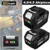 Gisam Batteria agli ioni di litio ricaricabile Gisam 4.5Ah 4.0Ah con indicatore di capacità, batteria per utensili elettrici fai-da-te per casa, compatibile con batterie Makita 18V.