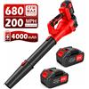 NONE Soffiatore Elettrico Turbo da 24.000 RPM, 800 W, Senza Fili, Potente Strumento Efficiente per Soffiare Foglie, Neve e Polvere, Compatibile con Batteria al Litio 21V