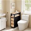 SoBuy BZR54-II-SCH Armadio bagno su ruote, stretto con 3 cassetti - Cassettiera compatta legno, armadio mobile nicchia per piccoli bagni, WC e cucina, Nero, 65x23x82cm