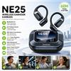 NONE Auricolari wireless NE25 TWS Bluetooth 5.3 ENC con cancellazione del rumore IPX5, cuffie da gioco impermeabili a bassa latenza, stereo HiFi, controllo touch, batteria a lunga durata con microfono