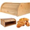 NONE Grande Contenitore per Pane in Legno di Bambù con Coperchio a Rullo - Contenitore per Alimenti in Legno di Bambù, Effetto Legno per Pane, Snack, Cupcake, Muffin, Bagel - Organizzatore per Dispensa da