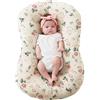 FUNUPUP Fodera per lettino in mussola compatibile con lettino Snuggle Me, federa per cuscino per lettino per neonati, sfoderabile, per bambini e bambine, motivo floreale rosa