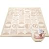 omedecal Tappeto Gioco Neonato Gattonamento, 150x180x3cm, Tappetone Pieghevole per Bambini, Superficie in Morbida Flanella con Base Antiscivolo per Camera e Soggiorno - Motivi Geometrici Marroni