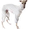 MeiAOBest Tuta leggera per levriero italiano, dolcevita whippet, pigiama slim per cani, abbigliamento per la casa a righe per levriero Lurcher _S (grigio)