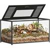 PawHut Gabbia grande criceti siriani nani, gerbillo 100x50x52,5cm Nero | Gabbia per ratti metallo antiros., base profonda, tetto apribile, ottima ventilazione, habitat trasp. per animali piccoli