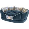Ferplast Cuccia imbottita per cani e gatti CHARLES 50 Divano con cuscino, Sofà per animali, Scozzese, Soffice velluto, Lavabile, 45 x 35 x h 17 cm, Blu