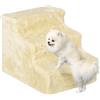 PawHut Scala per Cani e Gatti a 3 Gradini, 46x35x35 cm, Beige | Scaletta per Cani e Gatti di 4.5 kg, in Tessuto Vellutato, Sfoderabile, Lavabile