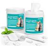 UNIHOC Set di 100 Salviette Ditali per la Pulizia dei Denti di Cani e Gatti - Rimozione Placca e Tartaro, Alito Fresco, Formula Delicata con Polifenoli del tè