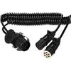 SIXTOL Trailer Cable 9 | Cavo a Spirale Adattatore 15 Poli a 2 x 7 Poli S+N | 24 V | 3,5 m
