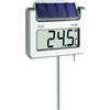 TFA Dostmann Termometro Solare Digitale da Giardino AVENUE, con Sensore di Luminosità, Indicazione dell'Ora, Valori Massimi e Minimi, Argento