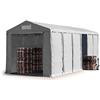 TOOLPORT Tendone deposito 6x12 m Tendone Industriale Tendostruttura con Altezza Laterale 4m Grigio telone in PVC 850 N Impermeabile utilizzo continuativo con Apertura con Cerniera