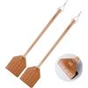 DEBETOOL Set di 2 scacciamosche in legno e pelle con manico resistente | Schiacciamosche manuale con corda per appendere interni ed esterni