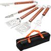 Vehiwell 4 posate per barbecue,set di posate per barbecue con borsa per il trasporto | Attrezzi per barbecue extra lunghi, accessori per barbecue, paletta, forchetta per carne, per grigliare all'aperto