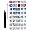 DLDIZM Kit di Strass per Unghie con 4 Scatole di Gemme Cristallo, Pinzetta e Penna,Strass Trasparenti Multicolore e Formati Misti per Decorazione Unghie, DIY Nail Art, Manicure, Tattoo Denti e Viso