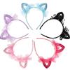 Ipetboom 5 Pezzi Cerchietti per Chioma Bambina Orecchie da Gatto Regolabili e Confortevoli Lacci e Paillettes per Bambini Colore Casuale