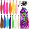 Haplos 52 Pezzi di Extension per Capelli Con Piume Colorate | Ciocche sintetiche riutilizzabili con clip per cambiare stile rapidamente durante feste, festival e cosplay.