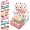 COSORO Feuilles de Papier Cadeau Noël 68x50cm, 12 Feuilles Motifs Pan di zenzero e dolci, Papier Cadeau Recyclable pour Fête, Anniversaire, Nouvel An et Décorations de Boîtes Cadeau