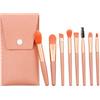 Lukery Set Pennelli Make Up da Viaggio 8 Pezzi (Rosa carne) | Pennello Polvere, Fondotinta, Ombretto, Correttore, Sopracciglia e Labbra - Kit Pennelli Trucco Morbidi Setole Principianti