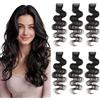 MY-LADY Extension Capelli Veri Clip Body Wave 6 Pezzi Base Lace Invisibili Ricci Clip Extensions Capelli Naturale per Volume Highlight Donna 35cm #1B Nero Naturale 36g