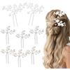 Reaorktic 8 Pezzi Fermagli per Capelli con Perle, Perle per Capelli | Elegante e Raffinato Design Unico Fermagli Sposa, Fermaglio Capellisposa per Matrimonio Ballo di Fine Anno Festa