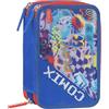 COMIX ULTRA BRIGHT - Astuccio 3 Scomparti Bambino e Bambina con Set Cancelleria Incluso con Penna Cancellabile Blu e Rossa e Molto Altro, Pratica Chiusura a Zip, 20 x 13h x 7 cm