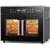 AIRMSEN Forno Friggitrice ad Aria Doppia Porta, 10-in-1 Multifunzione, 30L | Girarrosto automatico a 360°, forno a convenzione, teglia smaltata - Essiccare, Cuocere, Arrostire