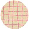 RugVista Grid Tappeto, Ø 150 cm, Beige/Rosa | Moderni, Rotonda, Pelo medio, Lavabile solo a secco, Oeko-Tex 100, Soggiorno, Camera da letto, Corridoio