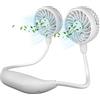 HandFan Ventilatori da collo personali portatili ricaricabili, max 15,8 H, a lunga durata, 6 piselli, forte flusso d'aria, ventola indossabile intorno al collo, per donne/Disney/Ufficio/Viaggi (bianco)