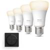Philips Hue - E27-4x lampadine standard - Bianco caldo | Include Hue Dial Switch (Nero) - Hue White