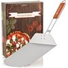 Mahlzeit Paletta per pizza in acciaio inox con manico in bambù | 25,5 x 30,5 cm | Paletta per pizza per forno a legna | Accessorio per grill, pala, paletta per pizza, manico pieghevole
