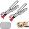 TMZELOA 2 Pinze Friggitrice ad Aria, Pinze Inox per Piatti Caldi con Paglietta | 18 cm Pinza per Friggitrice ad Aria con Silicone e Spugna Metallica Doppia Faccia per Piatti Caldi e Griglie