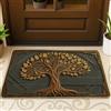 Generic Zerbino con alberi della vita, tema natura, autunno, 73 x 43 cm | Motivo ispirato alla natura, tappetino per ingresso, motivo dorato, accenti sofisticati per l'ingresso della casa
