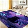 Generic Tappeto per ragazzi e adolescenti, motivo gatto mistico e fungo, per la cameretta dei bambini, antiscivolo, adatto per camera da letto, 60 x 120 cm, nero