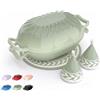 ROVSUN Cocotte Ghisa, Casseruole in Ghisa con Guanti e Sottopentola, Dutch Oven per Induzione e Forno, per Stufare e Cottura del Pan (Verde Chiaro, 4.7, Litri, Forma di Caramella)