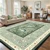 MOSISO 121 x 182 cm Tappeto Salotto, Morbido e Antiscivolo, Motivi Floreali | e Vegetali Stile Retro, Tessuto Felpa Corto, Lavabile Pile Sintetico, per Soggiorno,Cucina,Camera da Letto,Corridoio, Verde