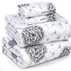 Ruvanti - Set di lenzuola in 100% cotone, per letto queen size, 4 pezzi, morbide e traspiranti, tasca profonda 40,6 cm, qualità da hotel, fresche, resistenti, motivo floreale, dente di leone