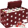 Relaxdays Scatola per ornamenti di Natale, 30 palline, poliestere, rosso | A x L x P: 26,5 x 42,5 x 26 cm