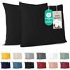 Dreamzie - Federa Cuscino 60x60 cm - Set da 2-100% Cotone - Nero | Certificato Oeko-Tex · Cerniera · Jersey · 150 g/m² · Traspirante · Lavabile · Morbida · Copricuscino per Divano e Letto