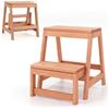 FANTASK Sgabello pieghevole a 2 gradini, in legno di abete rosso, portata fino a 250 kg, scala domestica naturale, per giardino, 50 x 39 x 45 cm