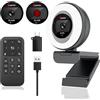 Angetube Webcam in streaming 2K con luce ad anello, fotocamera PC 1080P con | Microfono doppio stereo, copertura della privacy, messa a fuoco automatica e zoom 5x, fotocamera USB per computer portatile