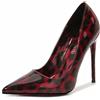 Pradize Décolleté Donna Tacco Stiletto Punta Animalier Rosso Nero Finitura Lucida