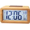 GOMETY Sveglia digitale in legno, con grande display LCD, piccolo orologio da tavolo con data, visualizzazione della temperatura, orologio con moduli snooze per camera da letto, ufficio (legno