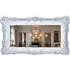 Lnxp Specchio da parete barocco, bianco e argento, stile barocco, rococco, shabby chic, con decorazioni ornamentali, 96 x 57 cm