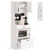 SoBuy Credenza cucina alta con 2 prese e 2 porte USB 60 x 40 x 170 cm | Mobile da cucina porta microonde con angolo caffè, dotato di lampada magnetica con sensore, in PB e MDF (E1) FSB98-E-WG