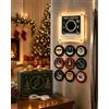 HiGropcore Magnete da Frigo con Musica,Calamita Lettore Natale in Vinile | Calamita Personalizzata Musica da Frigo 256 MB di Memoria e Musica Luce LED,9 Dischi Magnetici,Programmabile NFC,Regalo