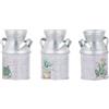BAZEITFLOW Vaso Vintage in Latta con Manico, Vaso Decorativo per Fiori da Giardino Design Retrò Elegante e Creativo Set 3 Pezzi